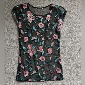 Women’s sheer flower top
